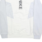 NIKE Mens White & Light Blue Crew Neck L Sweatshirt Cotton Pullover Casual