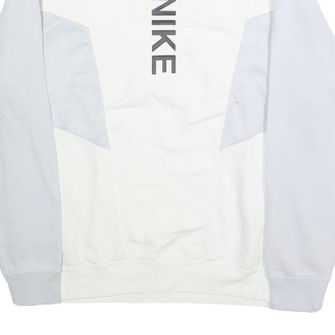 NIKE Mens White & Light Blue Crew Neck L Sweatshirt Cotton Pullover Casual