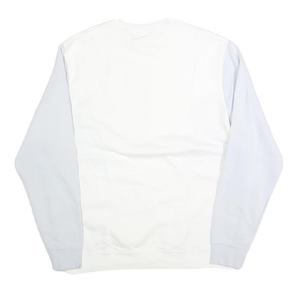 NIKE Mens White & Light Blue Crew Neck L Sweatshirt Cotton Pullover Casual