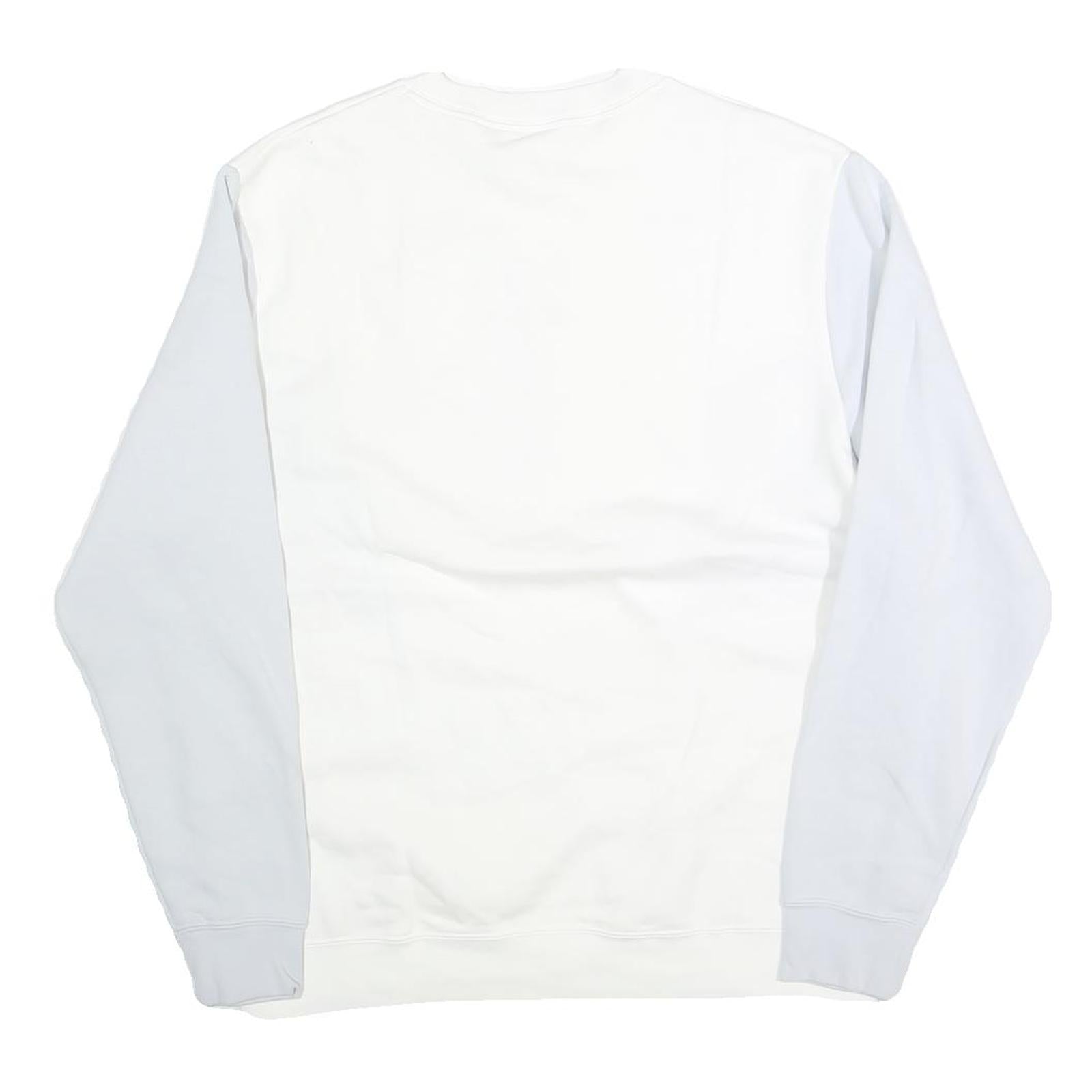 NIKE Mens White & Light Blue Crew Neck L Sweatshirt Cotton Pullover Casual