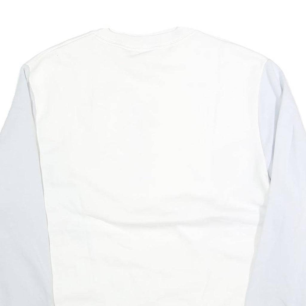 NIKE Mens White & Light Blue Crew Neck L Sweatshirt Cotton Pullover Casual