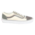 VANS Old Skool Mens Canvas Sneakers UK 8 Cream Grey Brown Lace-Up Retro Style
