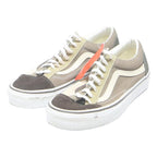 VANS Old Skool Mens Canvas Sneakers UK 8 Cream Grey Brown Lace-Up Retro Style