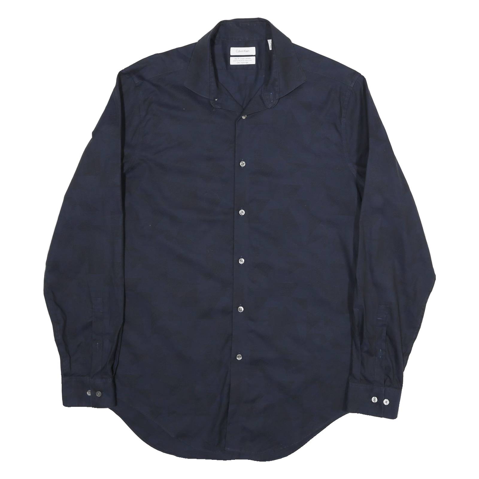 CALVIN KLEIN Mens Blue Shirt M Polyester Blend Long Sleeve Button Collar