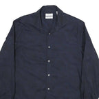 CALVIN KLEIN Mens Blue Shirt M Polyester Blend Long Sleeve Button Collar