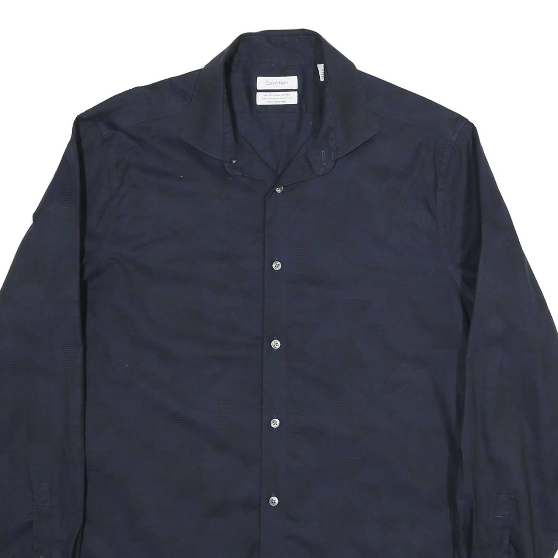 CALVIN KLEIN Mens Blue Shirt M Polyester Blend Long Sleeve Button Collar