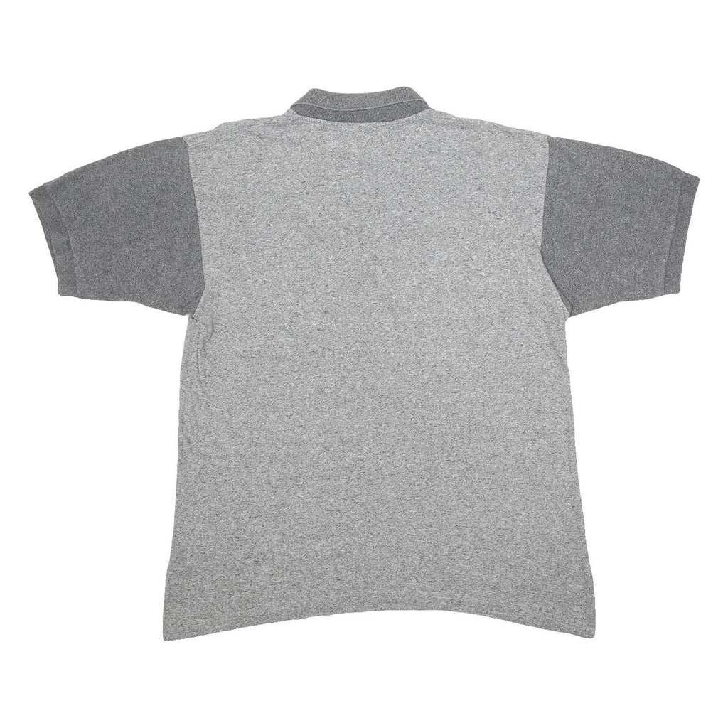 CHAMPION Mens Grey & Charcoal Cotton Blend Short Sleeve Polo Shirt XL Zip Collar
