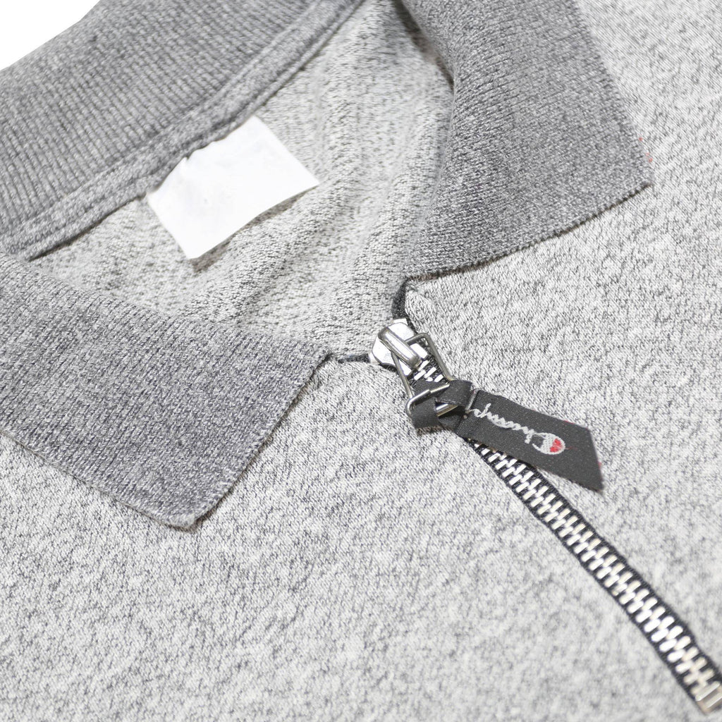 CHAMPION Mens Grey & Charcoal Cotton Blend Short Sleeve Polo Shirt XL Zip Collar