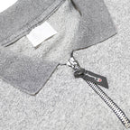 CHAMPION Mens Grey & Charcoal Cotton Blend Short Sleeve Polo Shirt XL Zip Collar