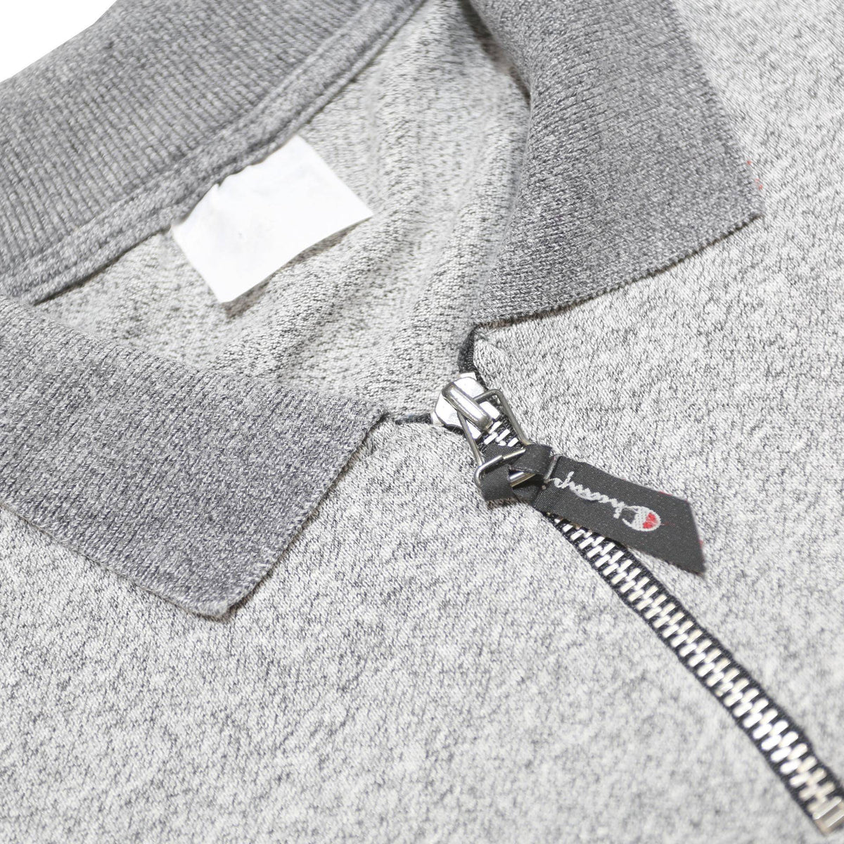 CHAMPION Mens Grey & Charcoal Cotton Blend Short Sleeve Polo Shirt XL Zip Collar