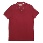 DIADORA Mens Maroon Short Sleeve Plain Polo Shirt L Cotton Casual