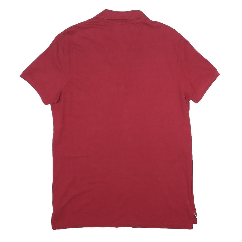 DIADORA Mens Maroon Short Sleeve Plain Polo Shirt L Cotton Casual