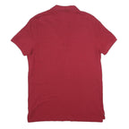 DIADORA Mens Maroon Short Sleeve Plain Polo Shirt L Cotton Casual