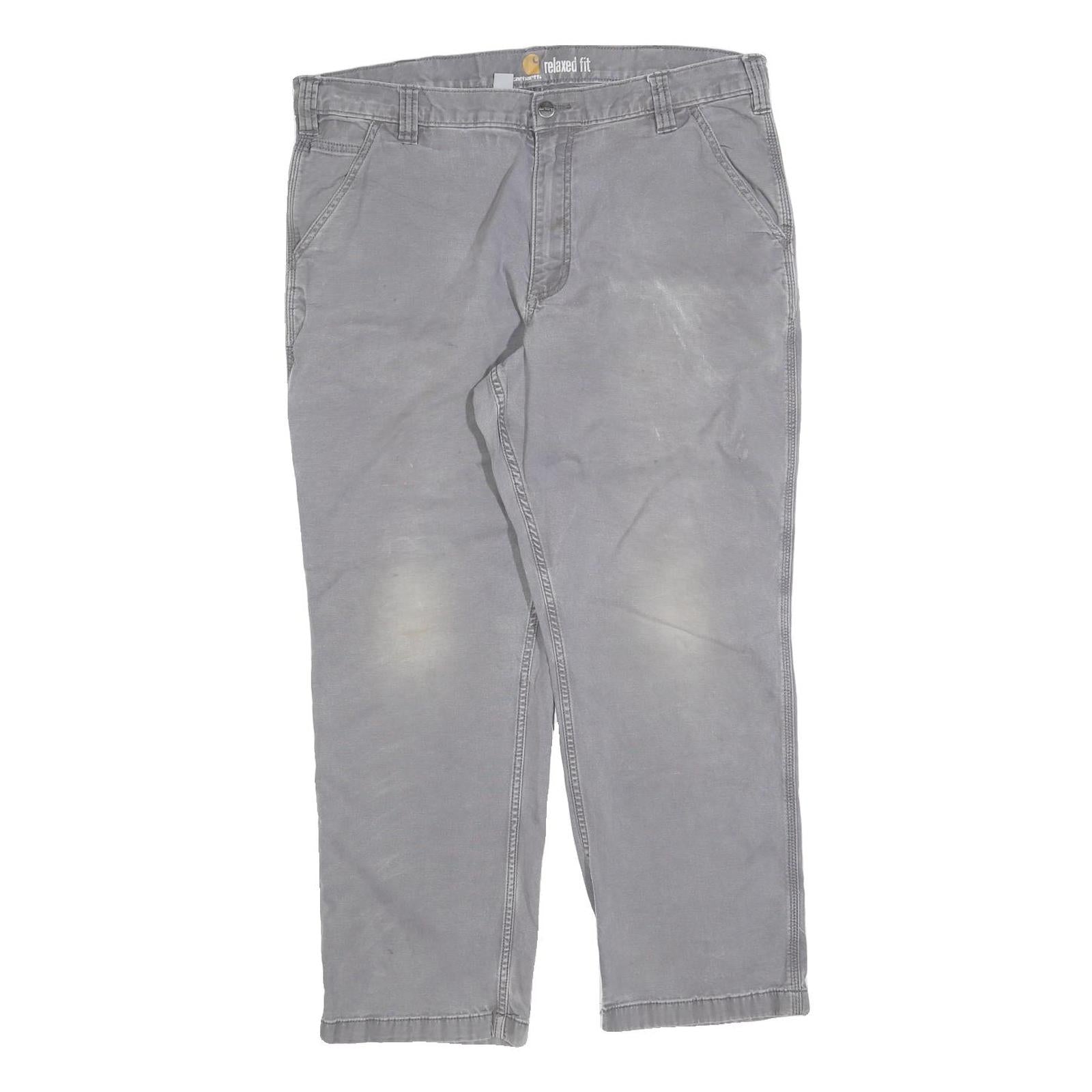 CARHARTT Mens Grey Cotton Blend Relaxed Fit Straight Leg Trousers W38 L30