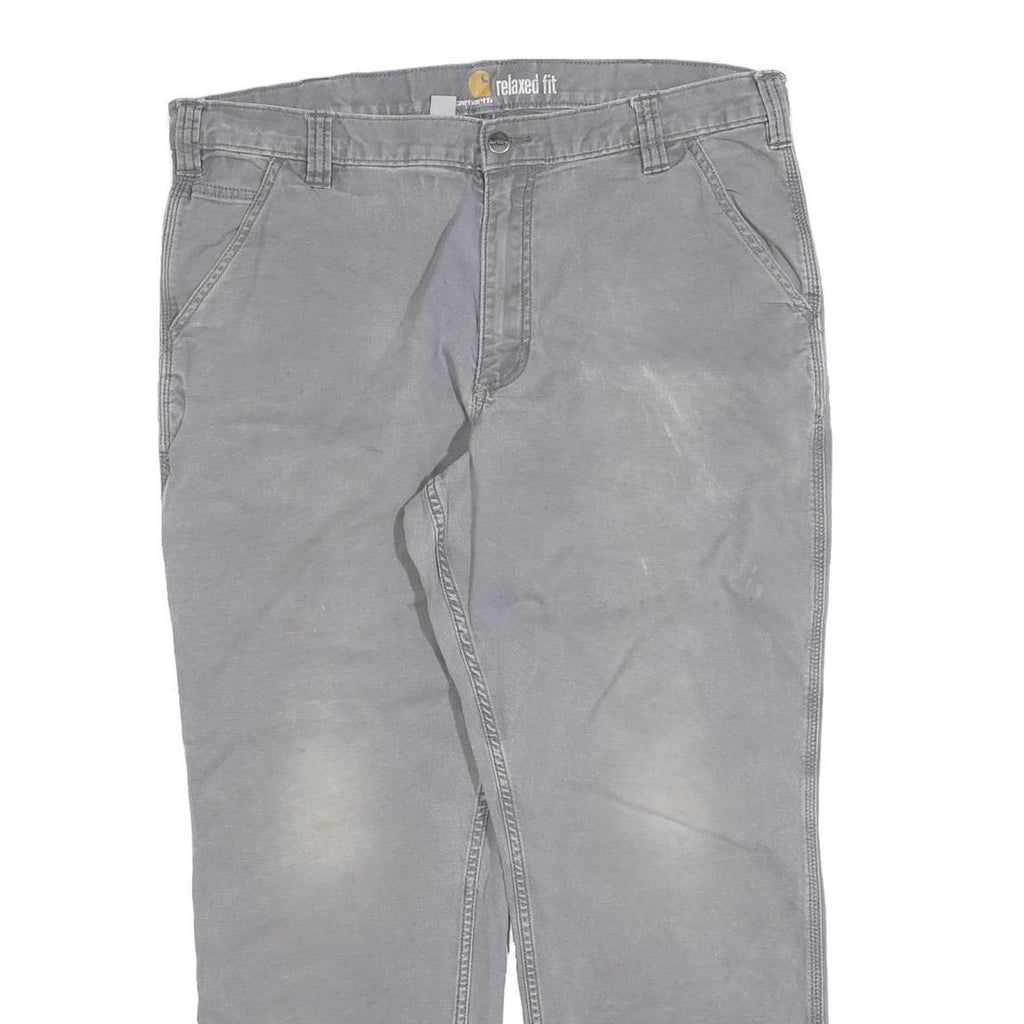 CARHARTT Mens Grey Cotton Blend Relaxed Fit Straight Leg Trousers W38 L30