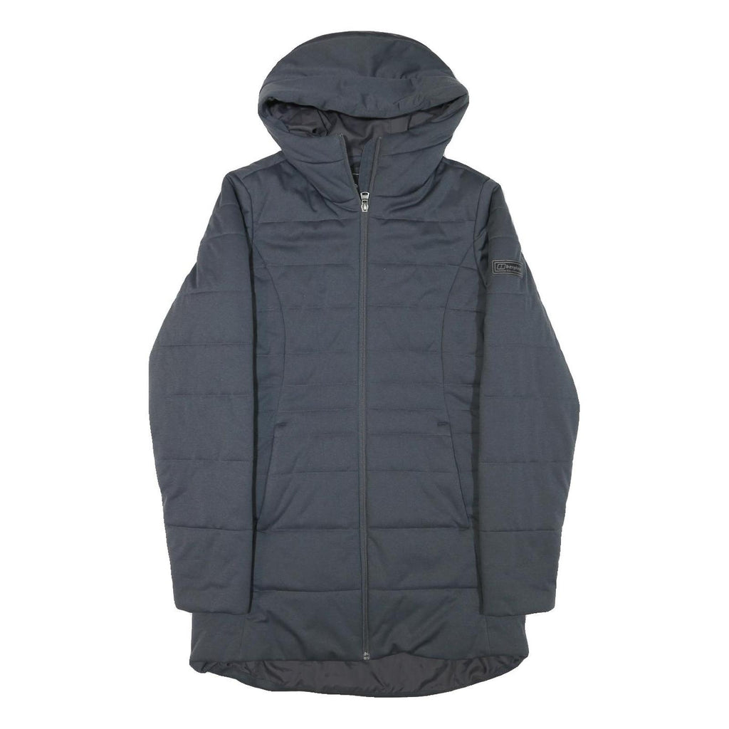 BERGHAUS Womens Black Outdoor Jacket UK 12 Polyester Blend Zip Hooded Quilted