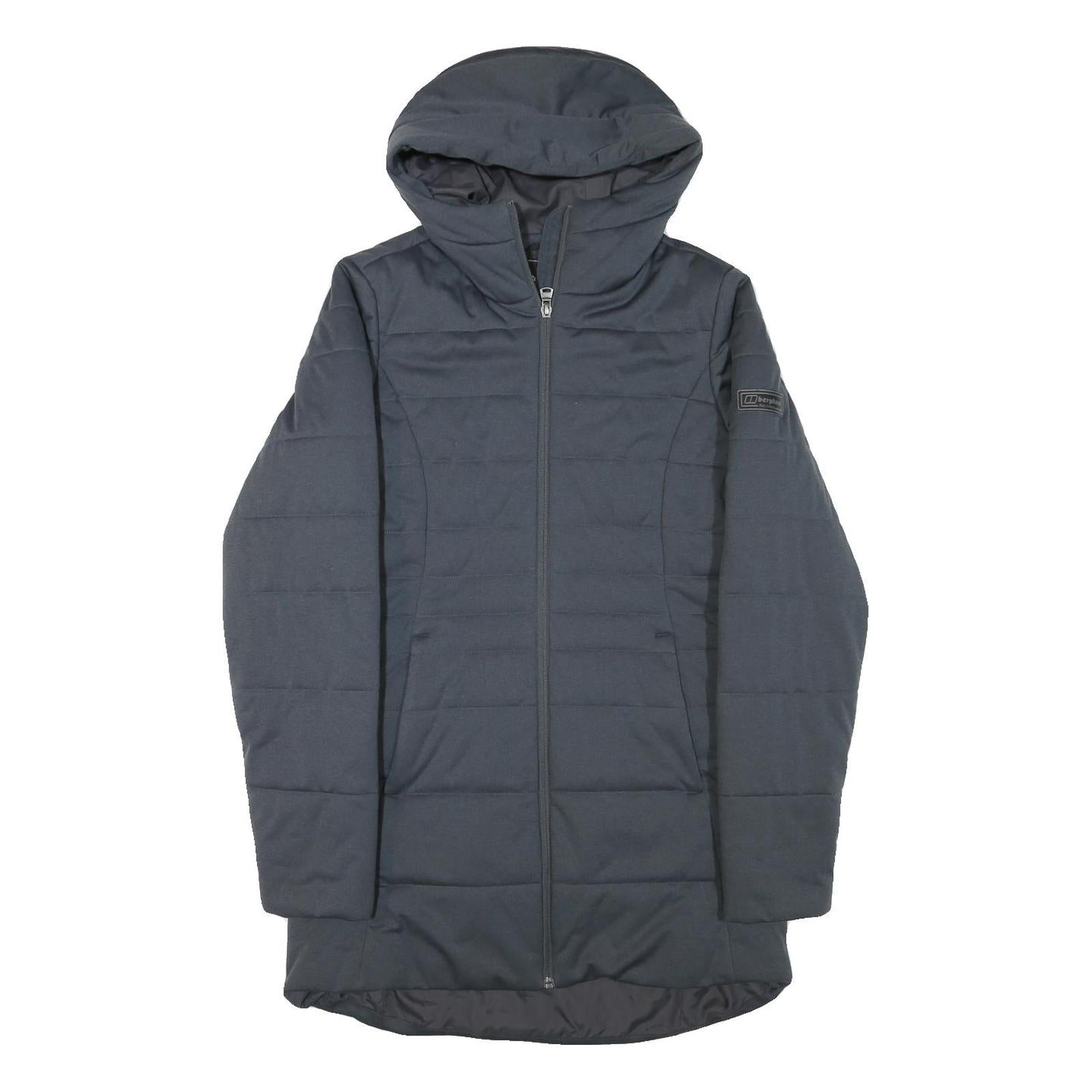 BERGHAUS Womens Black Outdoor Jacket UK 12 Polyester Blend Zip Hooded Quilted