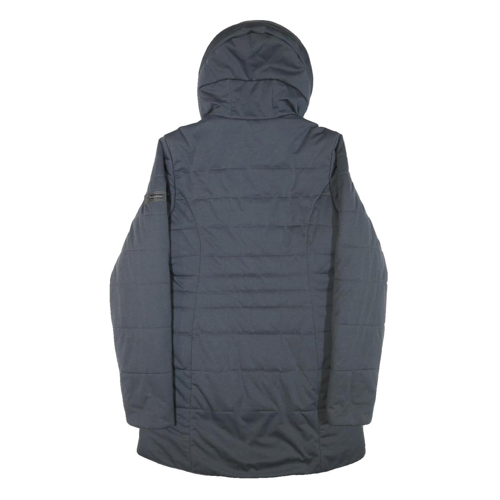 BERGHAUS Womens Black Outdoor Jacket UK 12 Polyester Blend Zip Hooded Quilted