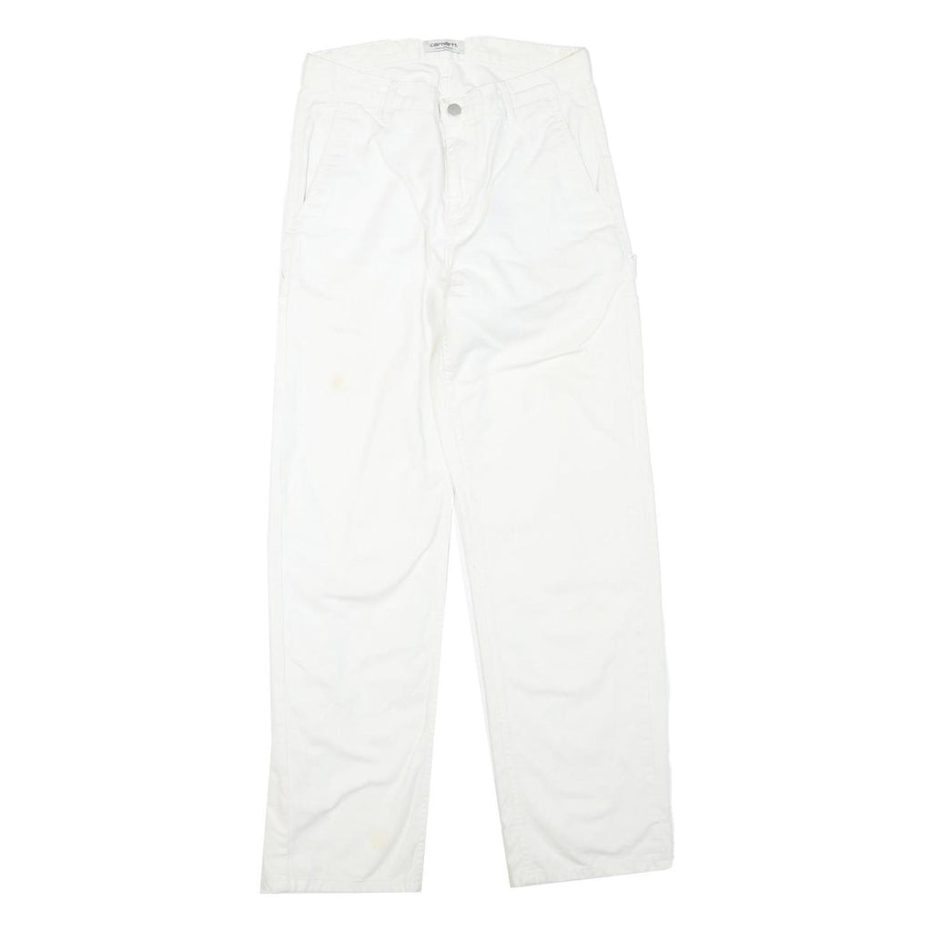 CARHARTT Womens White Cotton Blend Regular Straight Trousers W28 L30 Workwear