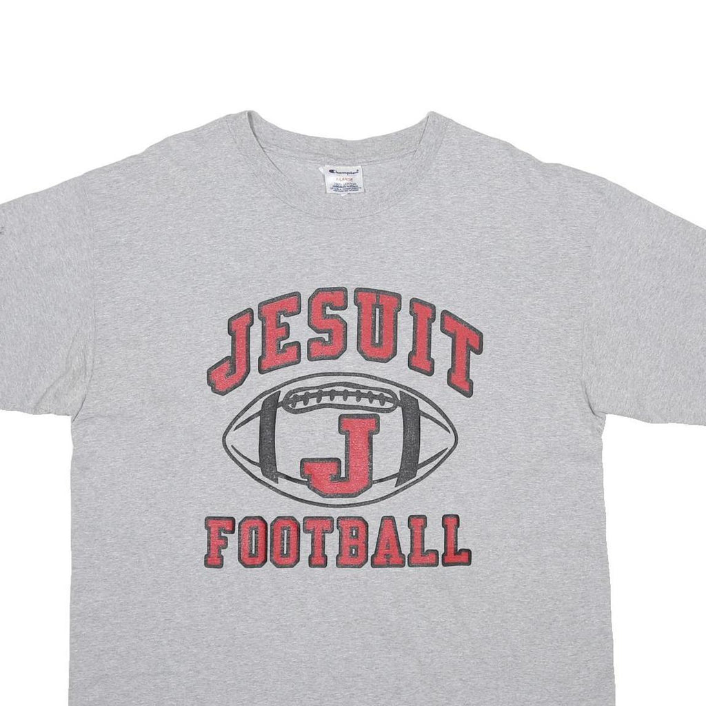CHAMPION Mens Grey Jesuit Football Graphic T-Shirt XL Short Sleeve Crew Neck