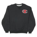 CHAMPION Mens Black L Crew Neck Cotton Blend Sweatshirt Logo Patch
