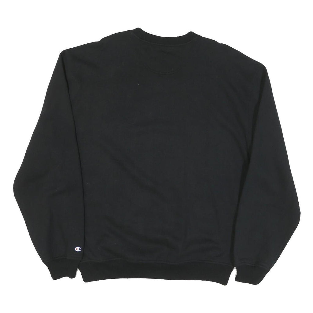 CHAMPION Mens Black L Crew Neck Cotton Blend Sweatshirt Logo Patch