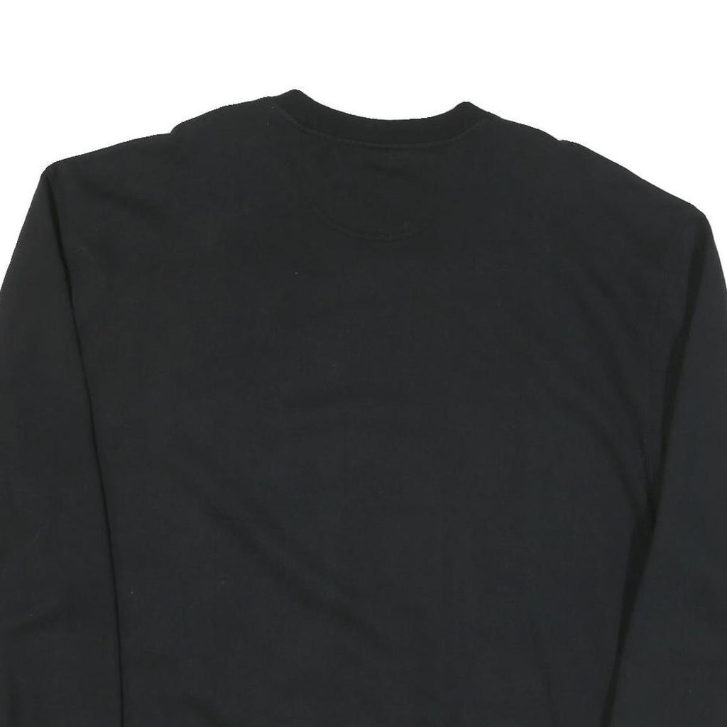 CHAMPION Mens Black L Crew Neck Cotton Blend Sweatshirt Logo Patch