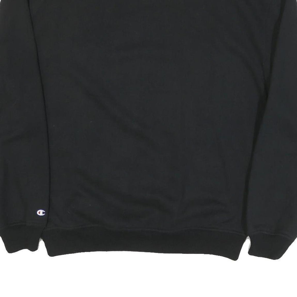 CHAMPION Mens Black L Crew Neck Cotton Blend Sweatshirt Logo Patch