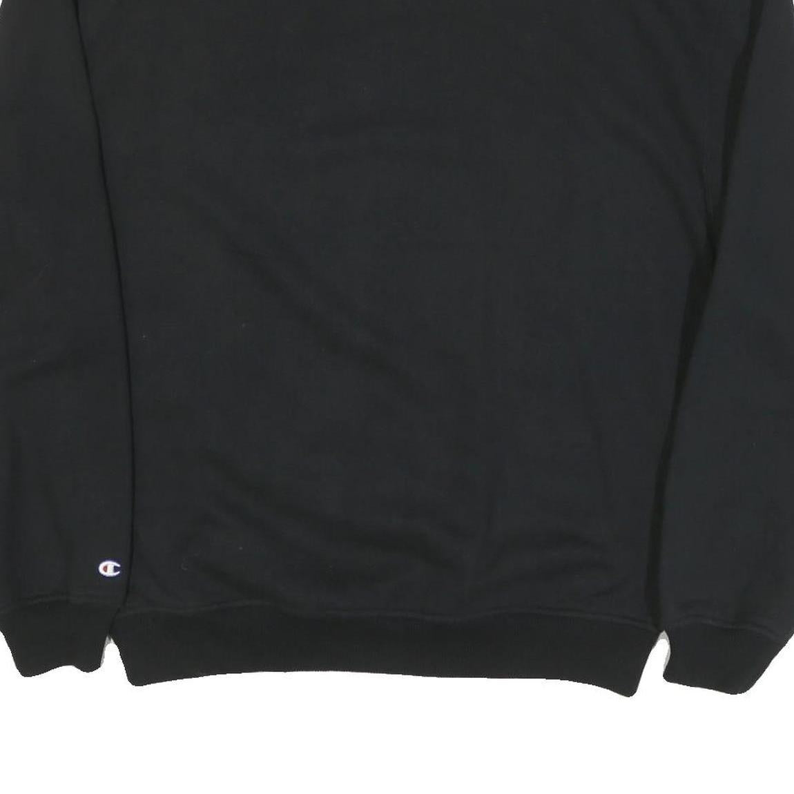 CHAMPION Mens Black L Crew Neck Cotton Blend Sweatshirt Logo Patch
