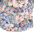 CALICHE Womens Blue Pink Floral Cotton Blend Shirt Short Sleeve Collared S