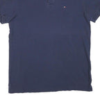 TOMMY HILFIGER Mens Blue Short Sleeve Plain M Cotton Blend Polo Shirt Classic