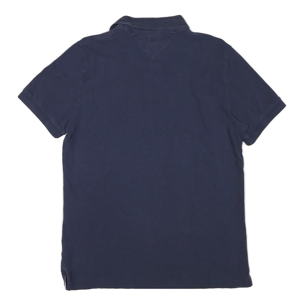 TOMMY HILFIGER Mens Blue Short Sleeve Plain M Cotton Blend Polo Shirt Classic