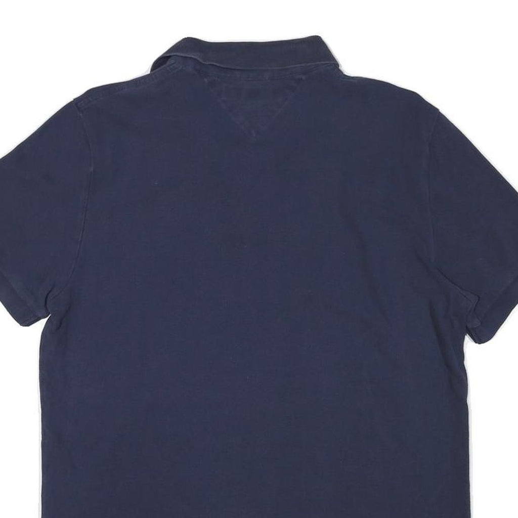 TOMMY HILFIGER Mens Blue Short Sleeve Plain M Cotton Blend Polo Shirt Classic