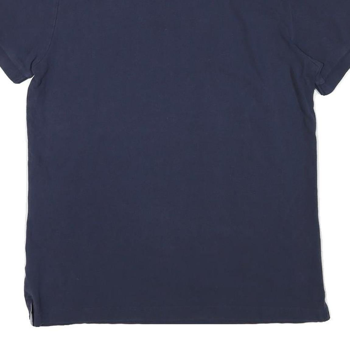 TOMMY HILFIGER Mens Blue Short Sleeve Plain M Cotton Blend Polo Shirt Classic