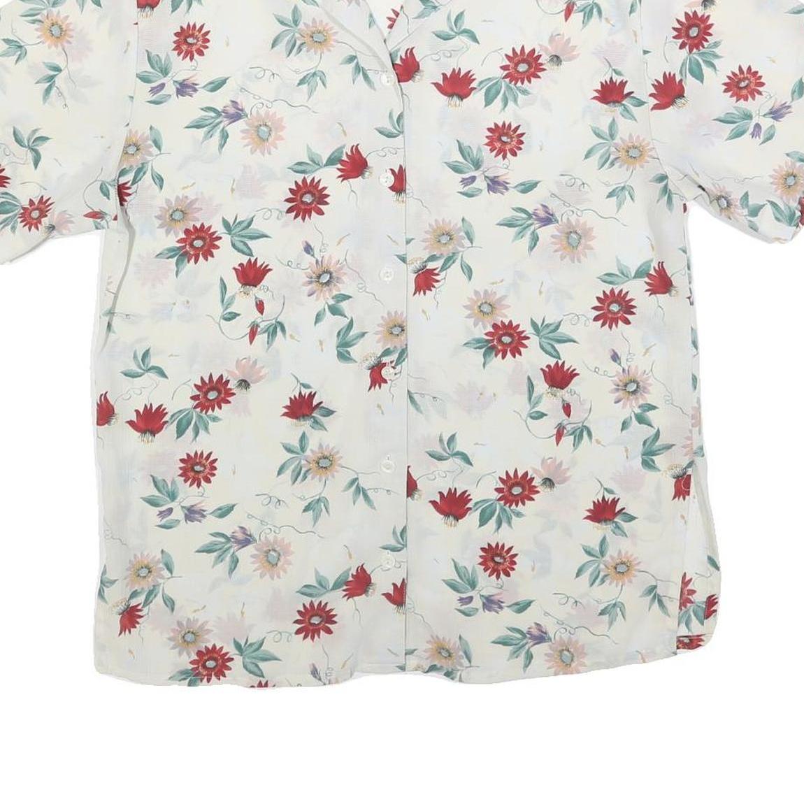 BIAGGINI Womens Cream & Red Floral Shirt S Polyester Floral Summer Casual