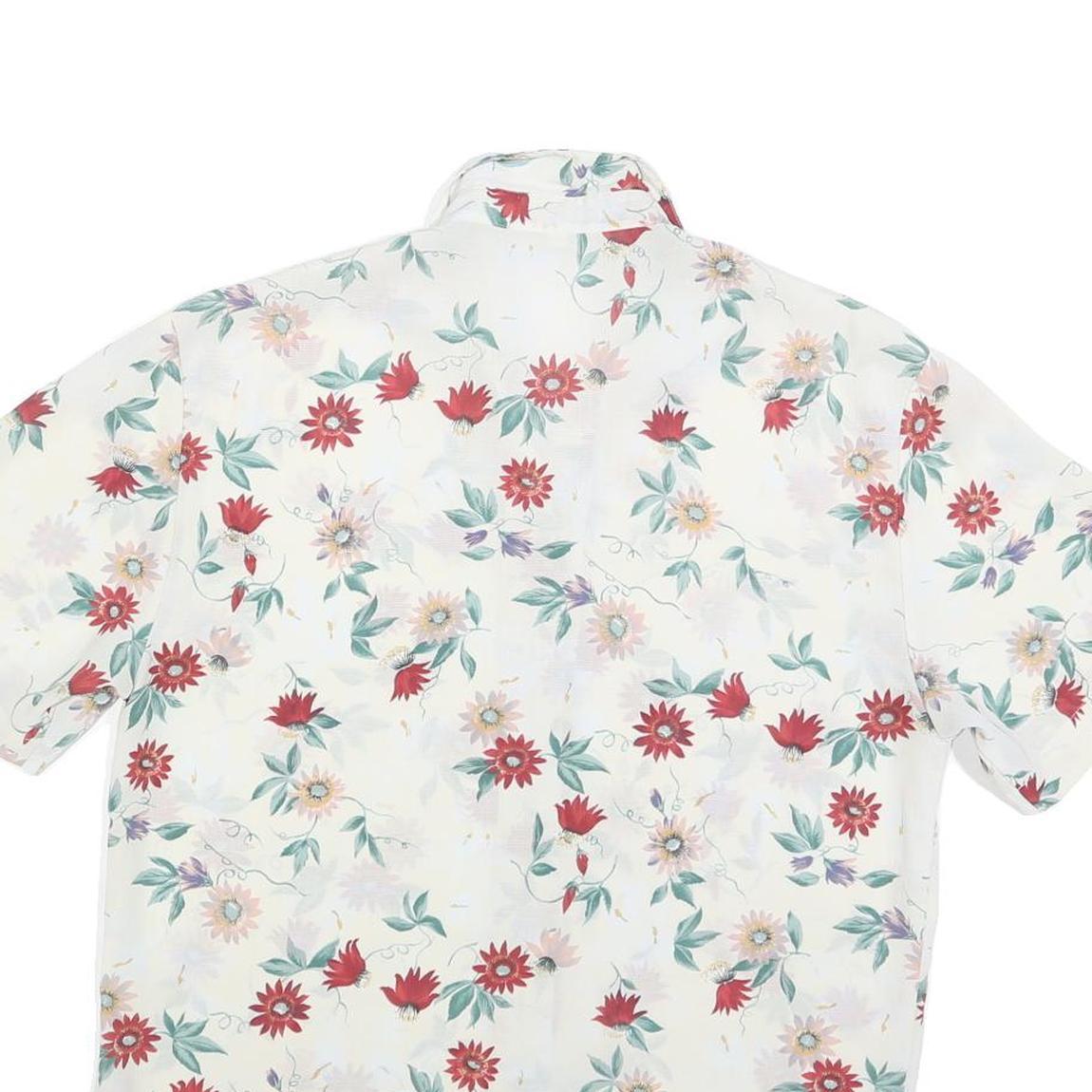 BIAGGINI Womens Cream & Red Floral Shirt S Polyester Floral Summer Casual