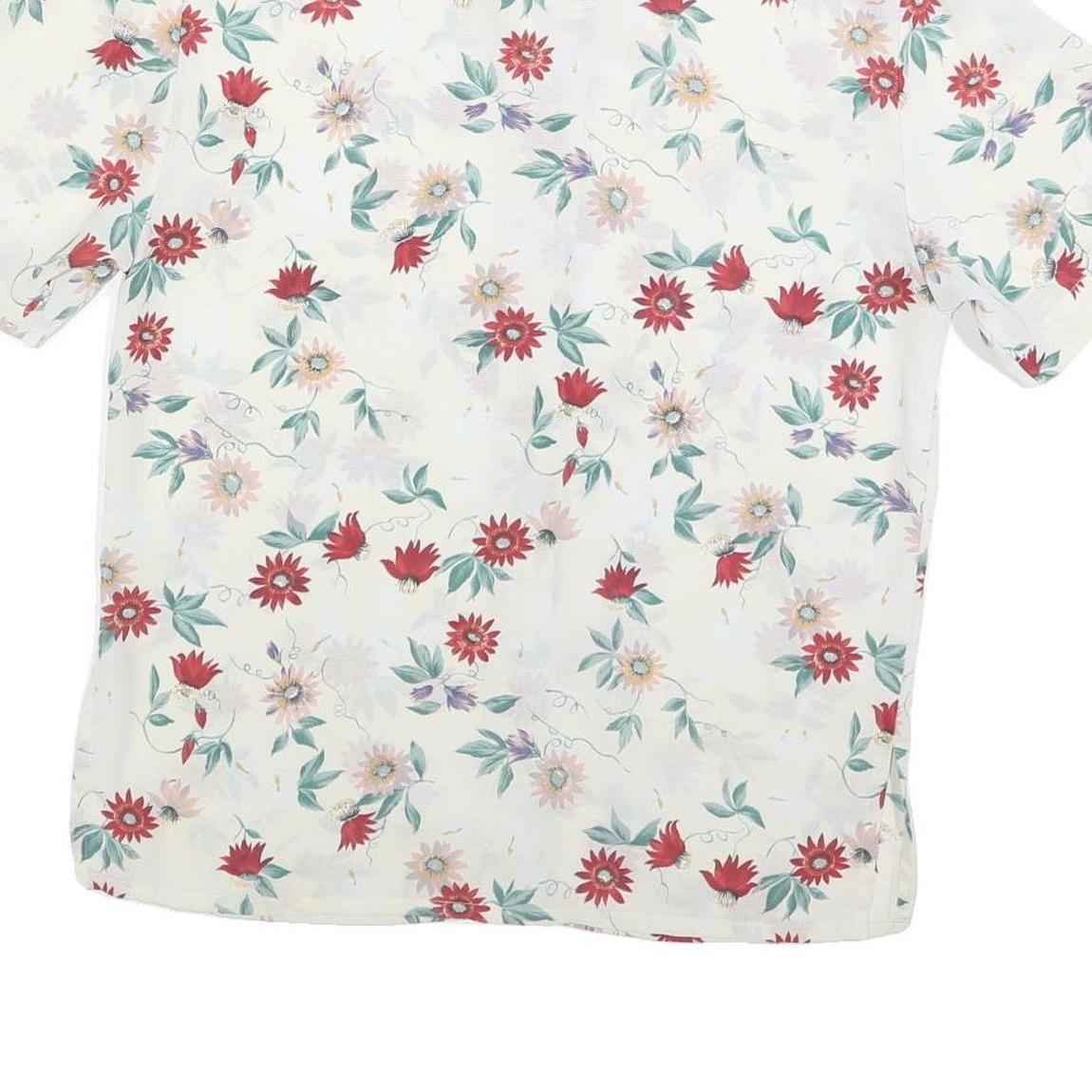 BIAGGINI Womens Cream & Red Floral Shirt S Polyester Floral Summer Casual