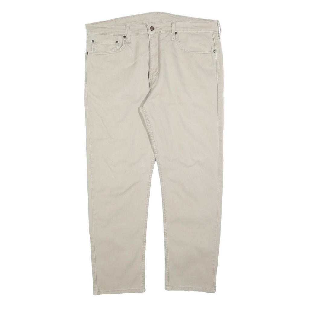 LEVI'S Mens Regular Fit Beige Cotton Blend Trousers W38 L30 Zip Closure Classic