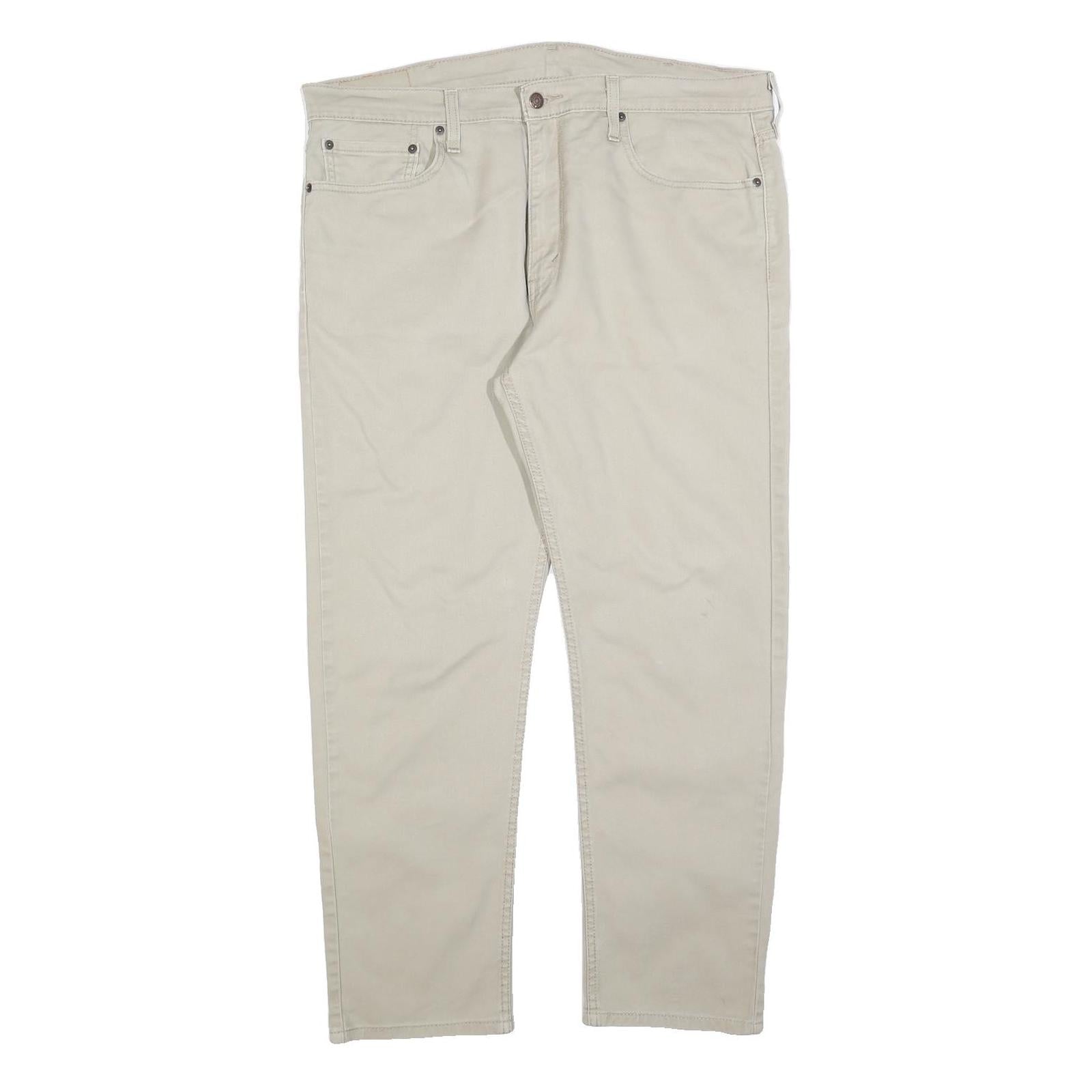 LEVI'S Mens Regular Fit Beige Cotton Blend Trousers W38 L30 Zip Closure Classic