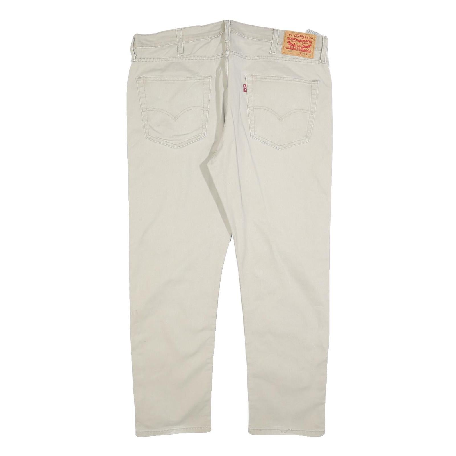 LEVI'S Mens Regular Fit Beige Cotton Blend Trousers W38 L30 Zip Closure Classic