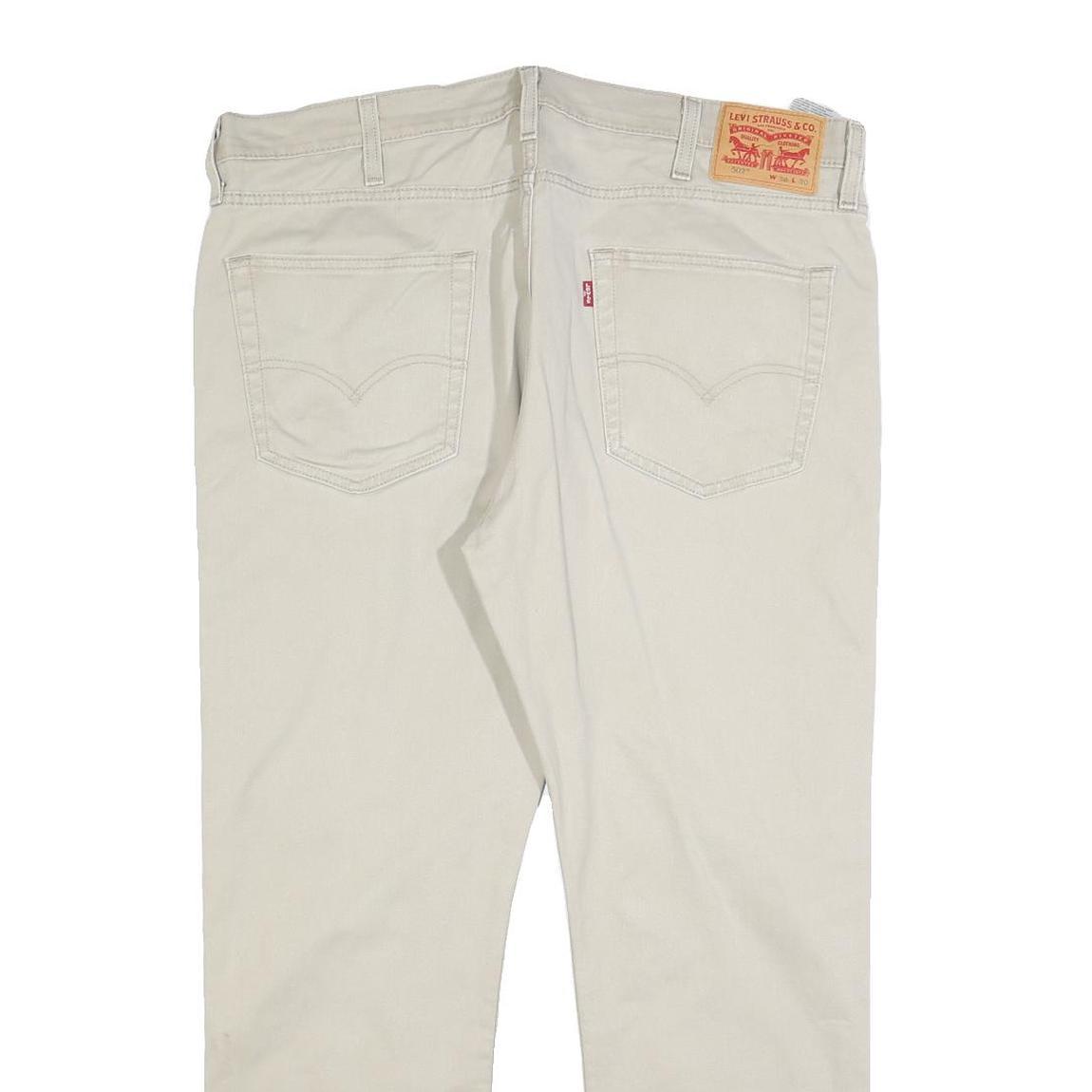 LEVI'S Mens Regular Fit Beige Cotton Blend Trousers W38 L30 Zip Closure Classic