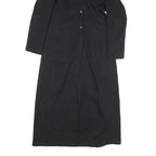 AXARA Womens Black Faux Fur Collar Long Button Jacket XS Polyester Blend Long