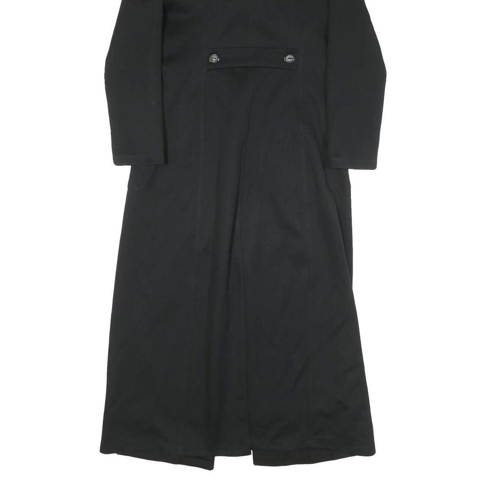 AXARA Womens Black Faux Fur Collar Long Button Jacket XS Polyester Blend Long