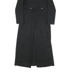 AXARA Womens Black Faux Fur Collar Long Button Jacket XS Polyester Blend Long