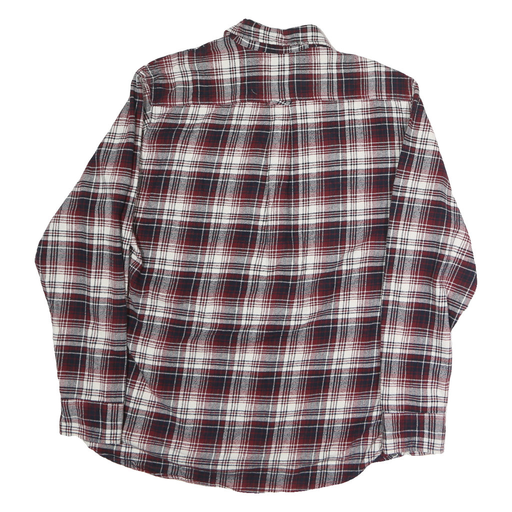 JACHS Mens Red Black & White Plaid Shirt L Cotton Blend Casual Long Sleeve
