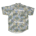 EAGLE Mens Green Blue Printed Cotton Blend Shirt L Casual Summer Beachwear