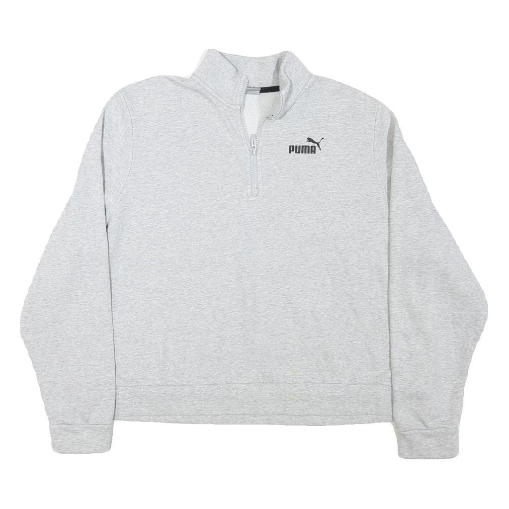 PUMA Womens Grey 1/4 Zip Sweatshirt 3XL Cotton Blend Pullover Casual