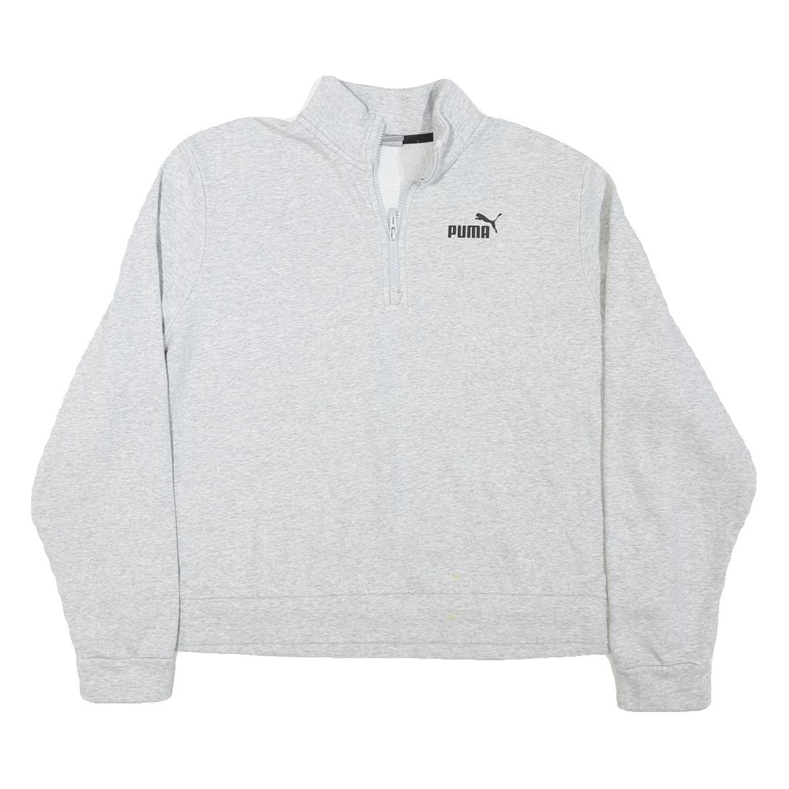 PUMA Womens Grey 1/4 Zip Sweatshirt 3XL Cotton Blend Pullover Casual