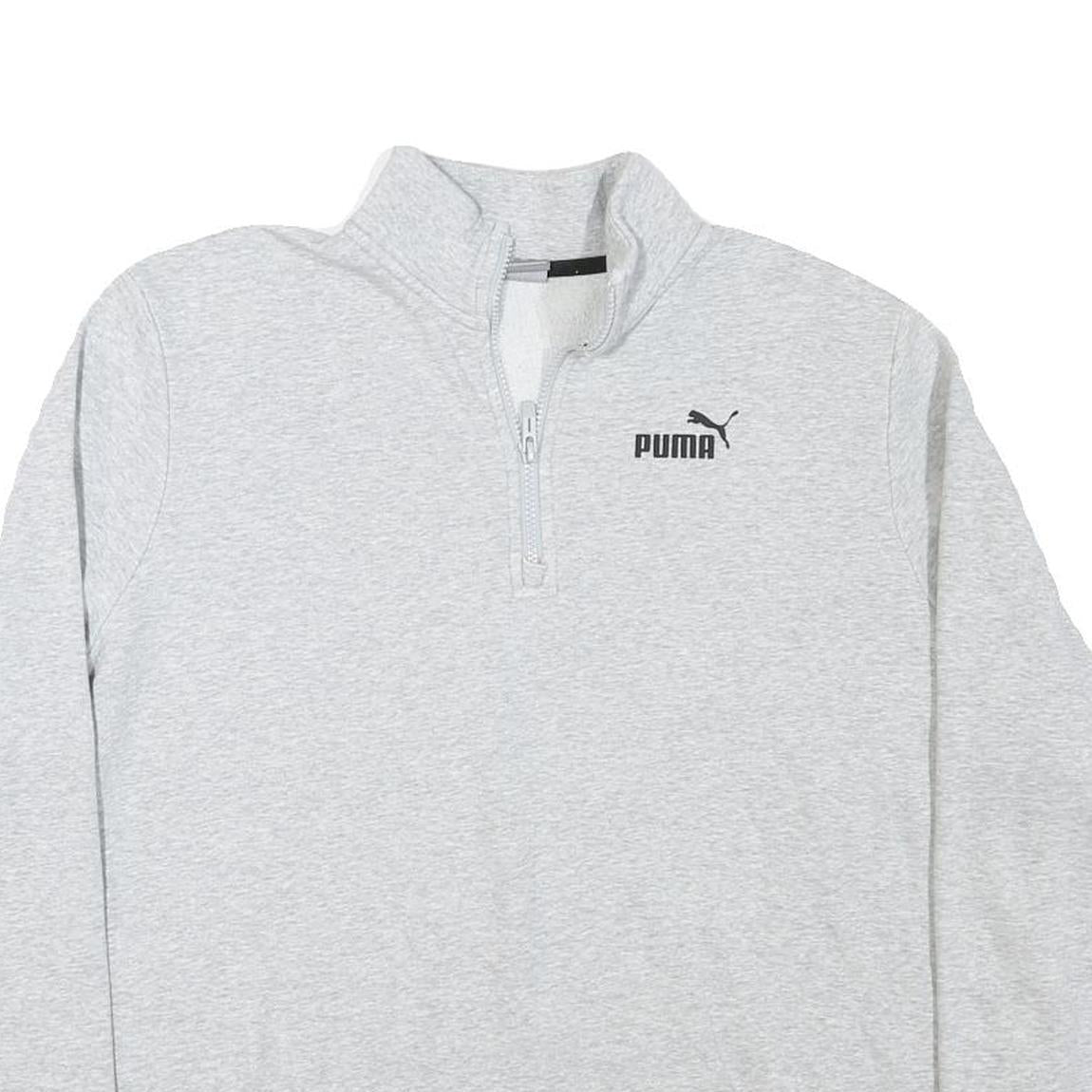 PUMA Womens Grey 1/4 Zip Sweatshirt 3XL Cotton Blend Pullover Casual