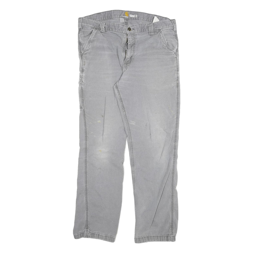 CARHARTT Mens Cotton Blend Grey Relaxed Fit Straight Leg Trousers W34 L29